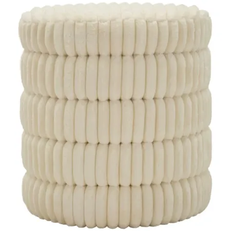Pouf Letto Divano Bianco Rotondo Imbottito Mdf Poliestere Morbido