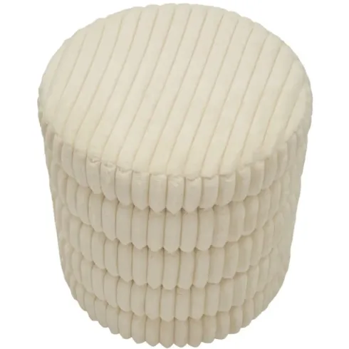 Pouf Letto Divano Bianco Rotondo Imbottito Mdf Poliestere Morbido