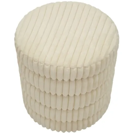 Pouf Letto Divano Bianco Rotondo Imbottito Mdf Poliestere Morbido