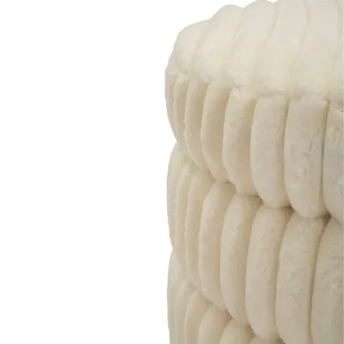 Pouf Letto Divano Bianco Rotondo Imbottito Mdf Poliestere Morbido