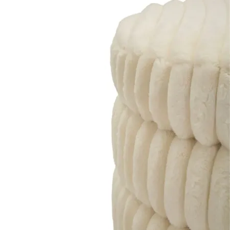 Pouf Letto Divano Bianco Rotondo Imbottito Mdf Poliestere Morbido