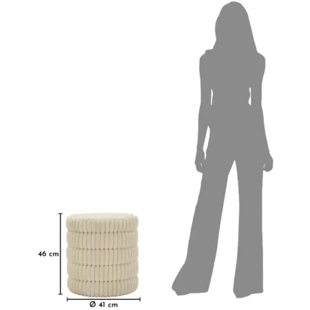 Pouf Letto Divano Bianco Rotondo Imbottito Mdf Poliestere Morbido