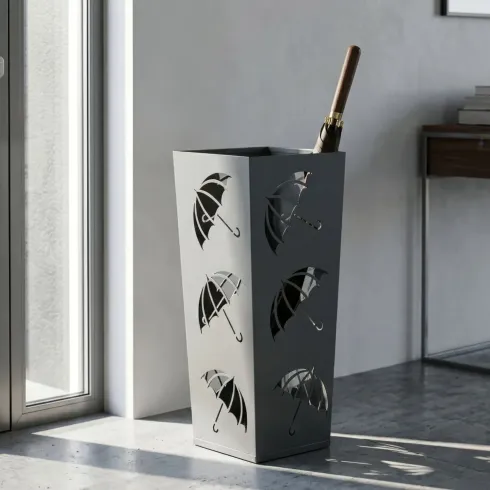 Portaombrelli da Ingresso in Metallo Design Ombrelli Grigio 19x19