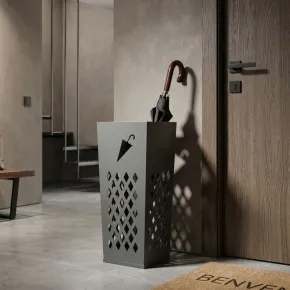 Portaombrelli da Ingresso in Metallo Design Ombrello Rombi Grigio 19x19 2