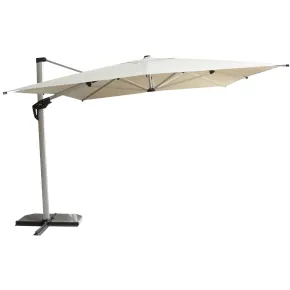 Ombrellone 3x4 Palo Laterale per Giardino Beige Antivento Base a Croce