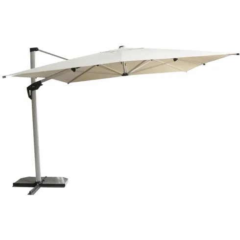 Ombrellone 3x4 Palo Laterale per Giardino Beige Antivento Base a Croce
