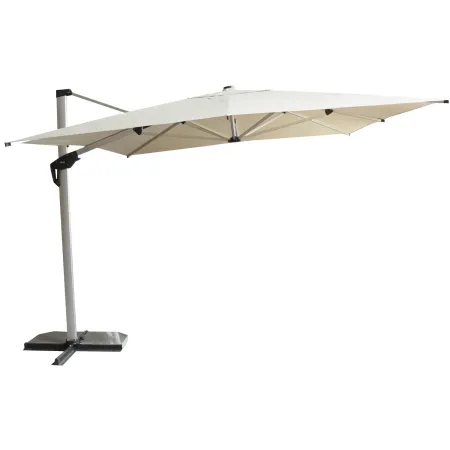 Ombrellone 3x4 Palo Laterale per Giardino Beige Antivento Base a Croce