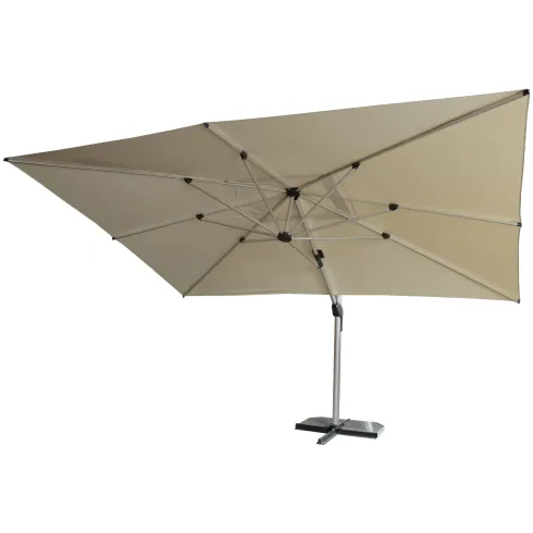 Ombrellone 3x4 Palo Laterale per Giardino Beige Antivento Base a Croce