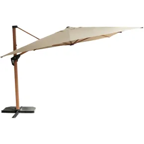 Ombrellone 3x4 Alluminio Effetto Legno Palo Laterale per Giardino Sabbia