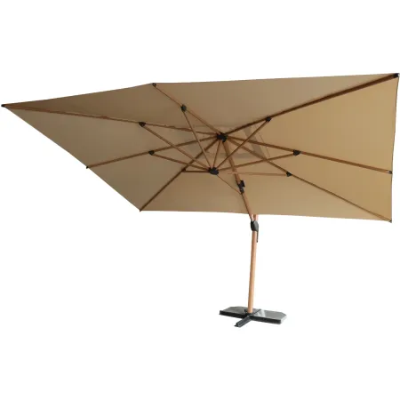 Ombrellone 3x4 Alluminio Effetto Legno Palo Laterale per Giardino Sabbia