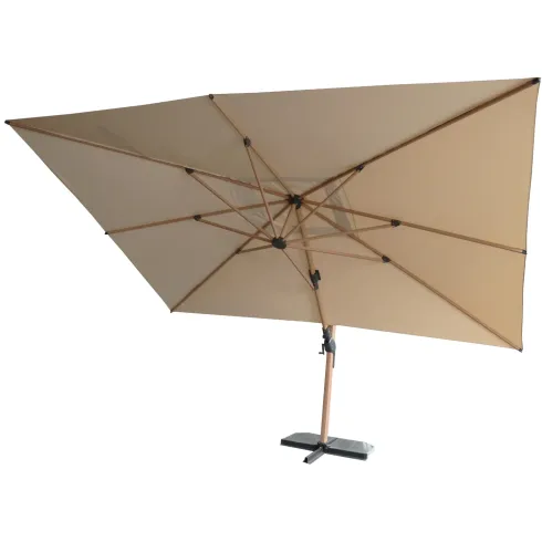 Ombrellone Decentrato Girevole Sabbia 3x4 da Giardino Effetto Legno