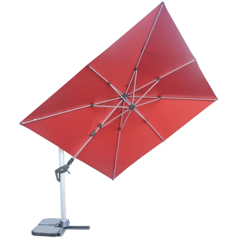 Ombrellone Decentrato 3x3 Girevole Rosso da Giardino in Alluminio