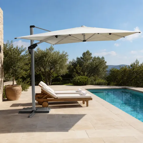 Ombrellone da Giardino Palo Laterale 3x4 m in Alluminio Beige Girevole