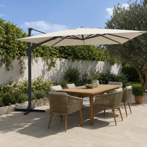 Ombrellone da Giardino Grigio 3x3 Palo Decentrato Alluminio Antracite