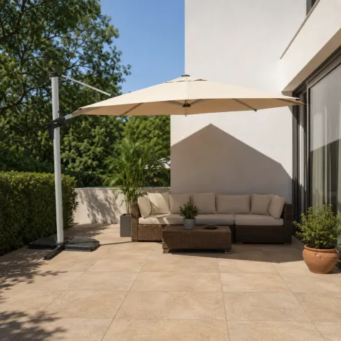 Ombrellone da Giardino Sabbia 350x350 cm Palo Decentrato Antivento