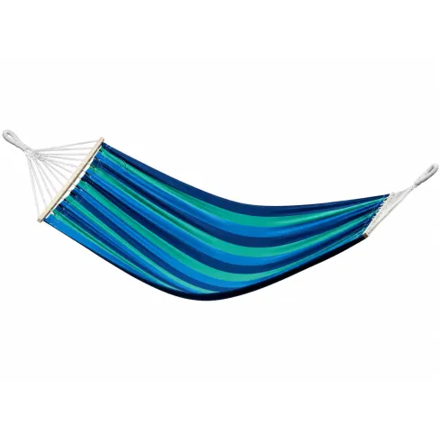 Telo Amaca con Asse in Legno 80x200 cm da Esterno Cotone Blu Verde
