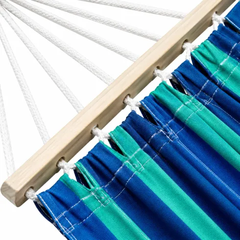 Telo Amaca con Asse in Legno 80x200 cm da Esterno Cotone Blu Verde