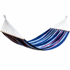Telo Amaca Doppia Asse in Legno 150x200 cm da Esterno Cotone Blu Rosso