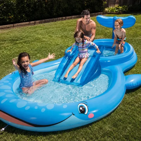 Parco Giochi Acquatico Balena Piscina con Scivolo per Bambini da Esterno Acqua | Bricoshop24