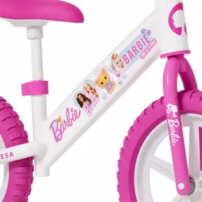 Bicicletta per Bambini Barbie Bianco Rosa Senza Pedali Balance Bike 2