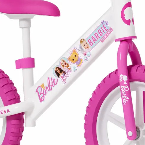 Bicicletta per Bambini Barbie Bianco Rosa Senza Pedali Balance Bike