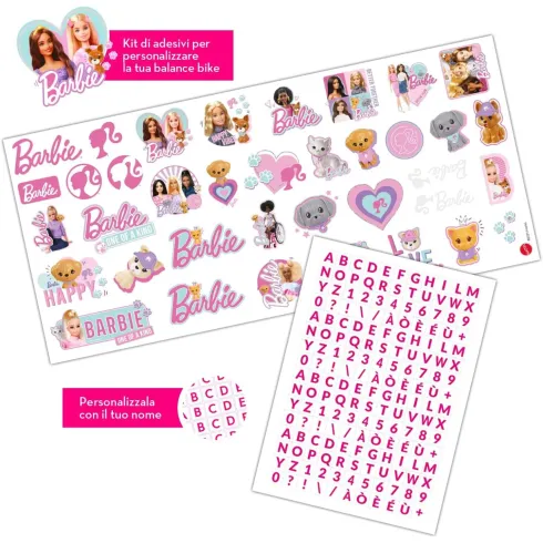 Bicicletta per Bambini Barbie Bianco Rosa Senza Pedali Balance Bike