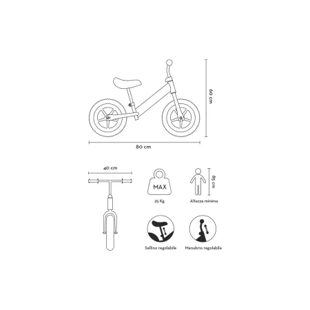 Bicicletta Bambini Fisher Price Verde Arancione Balance Bike 2-3 Anni