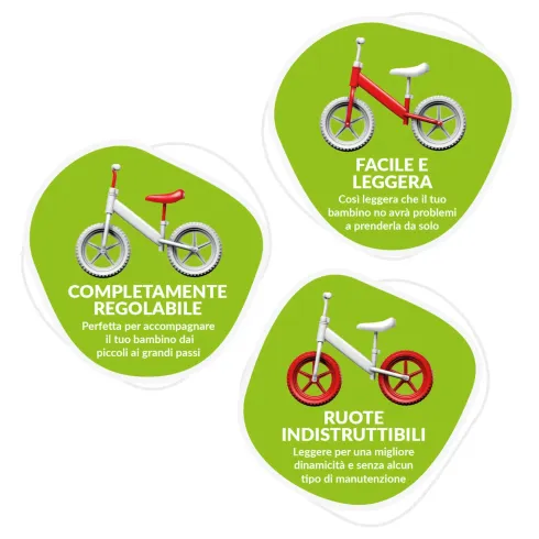 Bicicletta per Bambini Equilibrio Pink Fox Rosa Senza Pedali 2-3 Anni