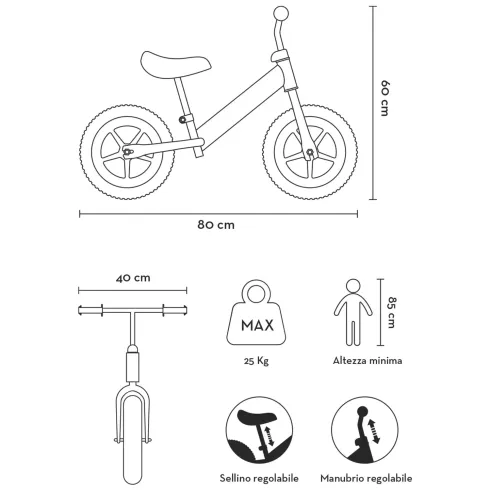 Bicicletta per Bambini Equilibrio Pink Fox Rosa Senza Pedali 2-3 Anni