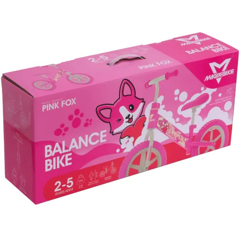 Bicicletta per Bambini Equilibrio Pink Fox Rosa Senza Pedali 2-3 Anni