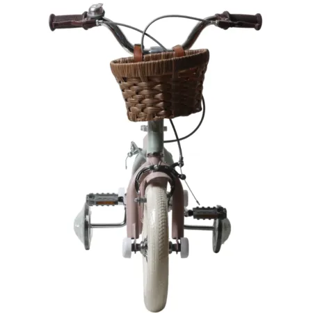 Bicicletta 12" Bambini Verde Sella Manubrio Regolabile Rotelle Cestino