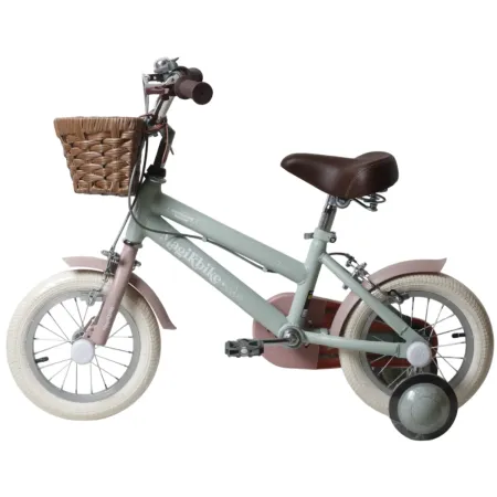 Bicicletta 12" Bambini Verde Sella Manubrio Regolabile Rotelle Cestino