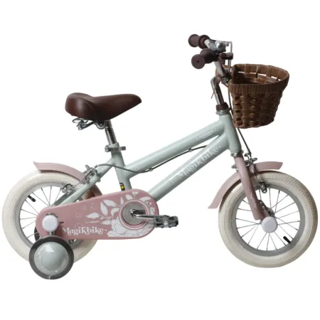 Bicicletta 12" Bambini Verde Sella Manubrio Regolabile Rotelle Cestino