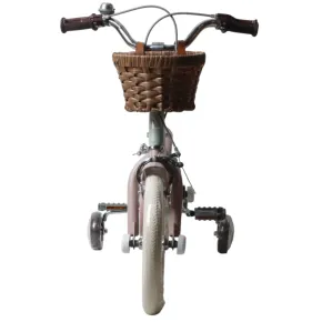 Bicicletta 14" Bambini Verde Regolabile Rotelle Cestino Freni Caliper 2