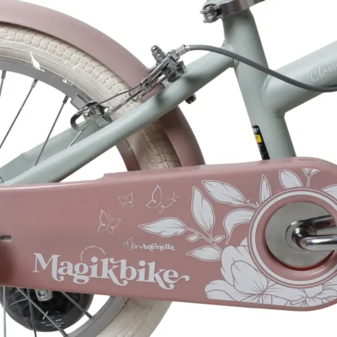 Bicicletta 16" Bambini Rotelle Removibili Verde Regolabile Cestino
