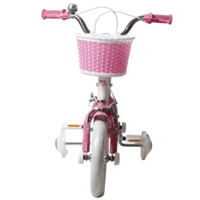 Bicicletta per Bambini 12" Unicorno Rosa Bianco con Rotelle Cestino 2