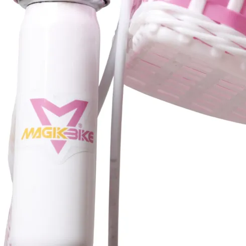Bicicletta per Bambini 12" Unicorno Rosa Bianco con Rotelle Cestino