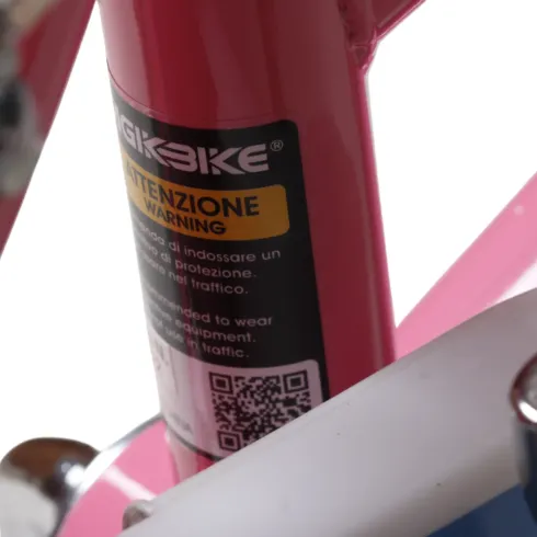 Bicicletta per Bambini 12" Unicorno Rosa Bianco con Rotelle Cestino