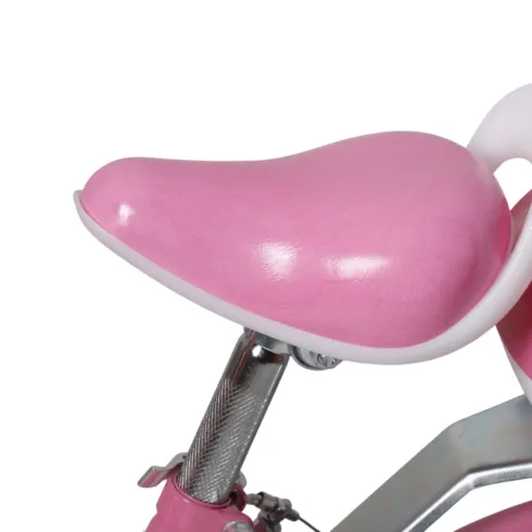 Bicicletta per Bambini 14" Unicorno Rosa Bianco Regolabile con Rotelle