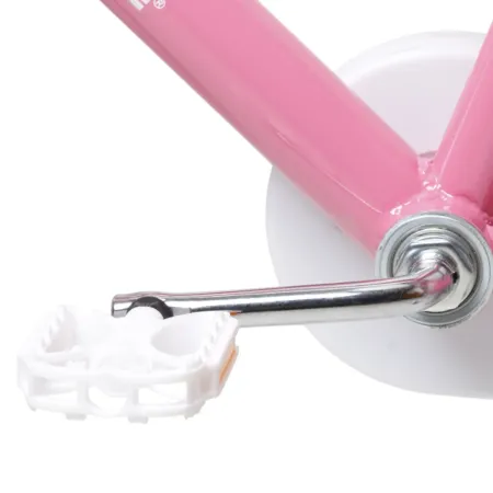 Bicicletta per Bambini 14" Unicorno Rosa Bianco Regolabile con Rotelle