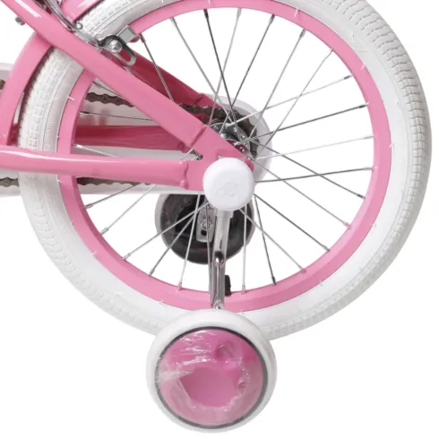 Bicicletta per Bambini 14" Unicorno Rosa Bianco Regolabile con Rotelle
