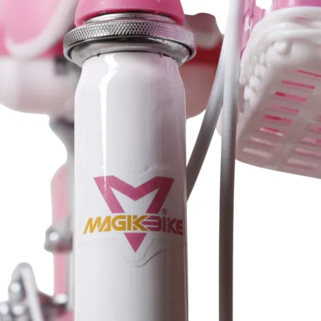 Bicicletta per Bambini 14" Unicorno Rosa Bianco Regolabile con Rotelle