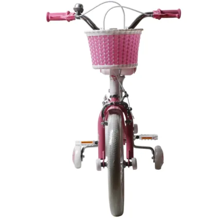 Bicicletta per Bambini 14" Unicorno Rosa Bianco Regolabile con Rotelle