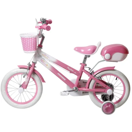 Bicicletta per Bambini 16" Regolabile Unicorno Rosa Rotelle Removibili