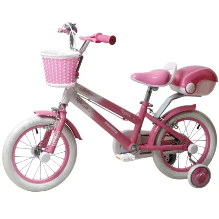Bicicletta per Bambini 16" Regolabile Unicorno Rosa Rotelle Removibili