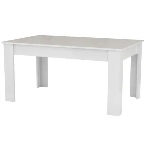 Tavolo da Pranzo Allungabile 160-210 Bianco Lucido Laccato Rettangolare