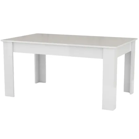 Tavolo da Pranzo Allungabile 160-210 Bianco Lucido Laccato Rettangolare