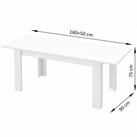 Tavolo da Pranzo Allungabile 160-210 Bianco Lucido Laccato Rettangolare