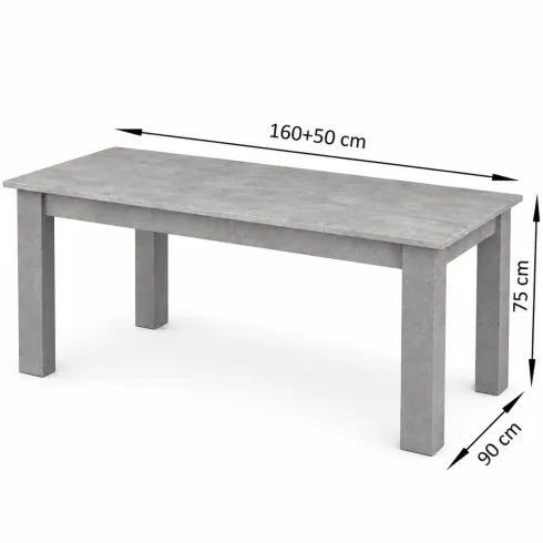 Tavolo Rettangolare Allungabile da Pranzo 160-210 in Melaminico Grigio