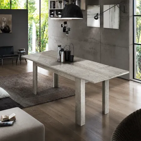 Tavolo Allungabile 160-210 da Pranzo in Melaminico Bianco Cemento